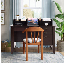 Load image into Gallery viewer, 4-Drawer Writing Desk with Upper Shelf