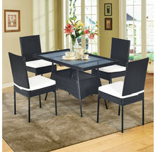 Load image into Gallery viewer, Black Rattan 5-Piece Patio Dining Set