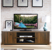Load image into Gallery viewer, Brown Wood TV Stand with Shelves & Cabinets