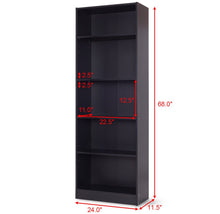 Load image into Gallery viewer, Black Modern 5-Tier Shelf Bookcase