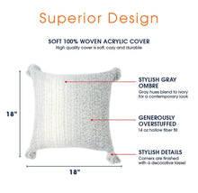 Load image into Gallery viewer, Cheer Collection Gray Ombre Throw Pillows with Tassels (Set of 2)