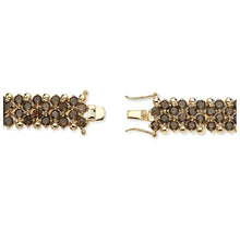 Load image into Gallery viewer, 14k Gold-Plated Tennis Bracelet with Round Smoky Quartz