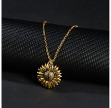 Load image into Gallery viewer, "You Are My Sunshine" Open Sunflower Necklace in 14K Gold Plating