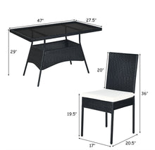 Load image into Gallery viewer, Black Rattan 5-Piece Patio Dining Set