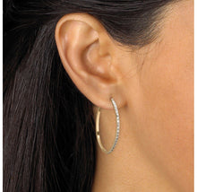 Load image into Gallery viewer, 14k Yellow Gold Diamond Fascination Hoop Earrings