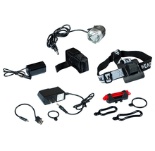 Load image into Gallery viewer, 11-Piece Deluxe Rechargeable Bike Headlight Kit with Bonus Tail Light
