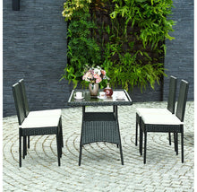 Load image into Gallery viewer, Black Rattan 5-Piece Patio Dining Set