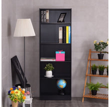 Load image into Gallery viewer, Black Modern 5-Tier Shelf Bookcase