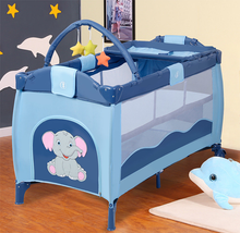 Load image into Gallery viewer, Elephant Packable Infant/Toddler Playpen Bassinet with Mobile