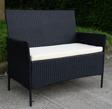 Load image into Gallery viewer, Black Rattan 4-Piece Outdoor Patio Wicker Sofa Set