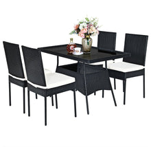 Load image into Gallery viewer, Black Rattan 5-Piece Patio Dining Set
