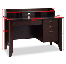 Load image into Gallery viewer, 4-Drawer Writing Desk with Upper Shelf