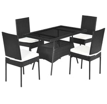 Load image into Gallery viewer, Black Rattan 5-Piece Patio Dining Set
