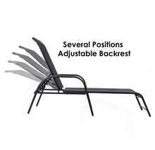 Load image into Gallery viewer, Black Patio Reclining Lounge Chairs (Set of 2)