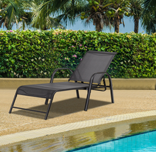 Load image into Gallery viewer, Black Patio Reclining Lounge Chairs (Set of 2)