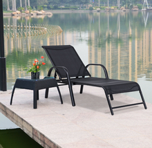 Load image into Gallery viewer, Black Patio Reclining Lounge Chairs (Set of 2)