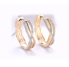 Load image into Gallery viewer, 14K Gold Plated Swarovski Crystal Hoop Earrings