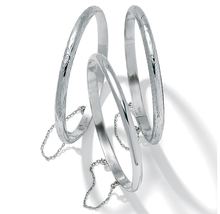 Load image into Gallery viewer, .925 Sterling Silver Polished Engraved Floral Bangle Set