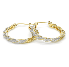 Load image into Gallery viewer, 2-Tone Gold Plated Diamond Accent Hoop Earrings