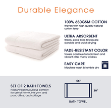Load image into Gallery viewer, Cheer Collection 650 GSM Bath Towel (Set of 2)