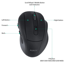 Load image into Gallery viewer, Aukey Sculpted Ergonomic Wireless Mouse with Nano USB Receiver
