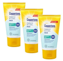 Load image into Gallery viewer, Coppertone Defend &amp; Care SPF50 Sensitive Skin Sunscreen Face Lotion
