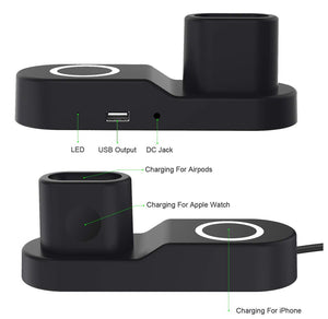 4-in-1 Wireless Charging Station for iPhone, Watch, AirPods & USB