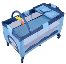 Load image into Gallery viewer, Elephant Packable Infant/Toddler Playpen Bassinet with Mobile
