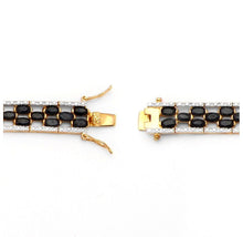 Load image into Gallery viewer, 14k Gold-Plated Tennis Bracelet with Blue Sapphire &amp; Diamond Accent
