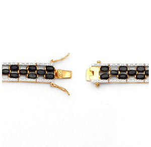 14k Gold-Plated Tennis Bracelet with Blue Sapphire & Diamond Accent