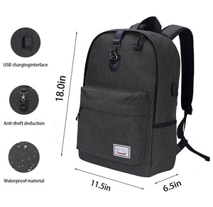 17” Anti-Theft Laptop Backpack with USB Charging Port