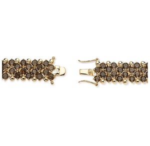 14k Gold-Plated Tennis Bracelet with Round Smoky Quartz