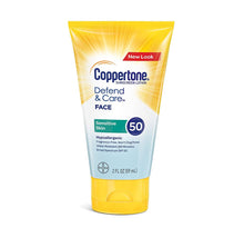 Load image into Gallery viewer, Coppertone Defend &amp; Care SPF50 Sensitive Skin Sunscreen Face Lotion
