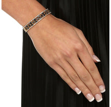 Load image into Gallery viewer, 14k Gold-Plated Tennis Bracelet with Blue Sapphire &amp; Diamond Accent

