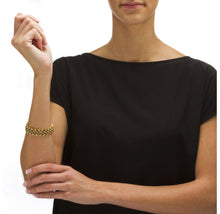 Load image into Gallery viewer, 14k Gold-Plated Tennis Bracelet with Round Smoky Quartz
