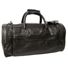 Load image into Gallery viewer, Amerileather Black Leather 20-inch Dual Zippered Duffel Bag
