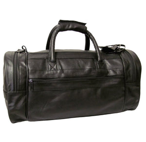 Amerileather Black Leather 20-inch Dual Zippered Duffel Bag