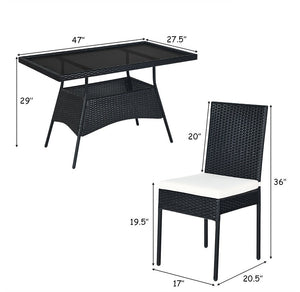 Black Rattan 5-Piece Patio Dining Set