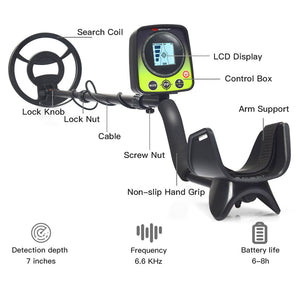 Back-lit LCD Metal Detector with Search Coil & Headphone Bag