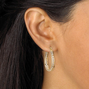 2.52 TCW Goldtone Classic Oval Hoop Earrings