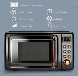 Black & Rose Gold Retro Countertop Microwave Oven