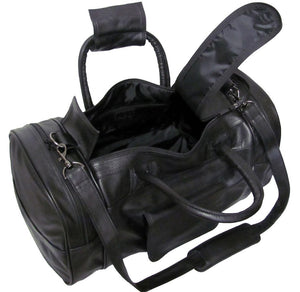 Amerileather Black Leather 20-inch Dual Zippered Duffel Bag