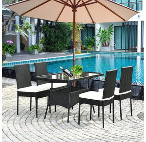 Black Rattan 5-Piece Patio Dining Set