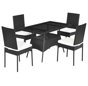 Black Rattan 5-Piece Patio Dining Set