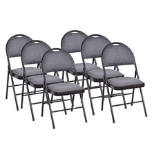 Load image into Gallery viewer, Fabric Upholstered Metal Frame Folding Chairs (Set of 6)
