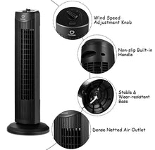 Load image into Gallery viewer, Fantask 35W 28'' 3-Speed Oscillating Bladeless Tower Fan
