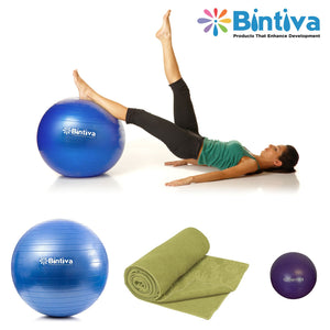 Bintiva 3-Piece Ball and Towel Fitness Set