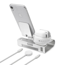 Load image into Gallery viewer, Aduro 3-in-1 Desktop Charging Stand for iPhone, AirPods, &amp; Apple Watch
