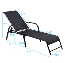 Load image into Gallery viewer, Black Patio Reclining Lounge Chairs (Set of 2)
