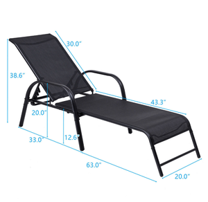 Black Patio Reclining Lounge Chairs (Set of 2)